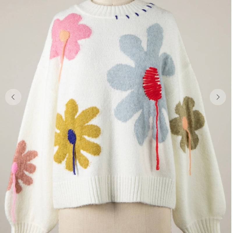 VH- 60'S Big Flower Sweater