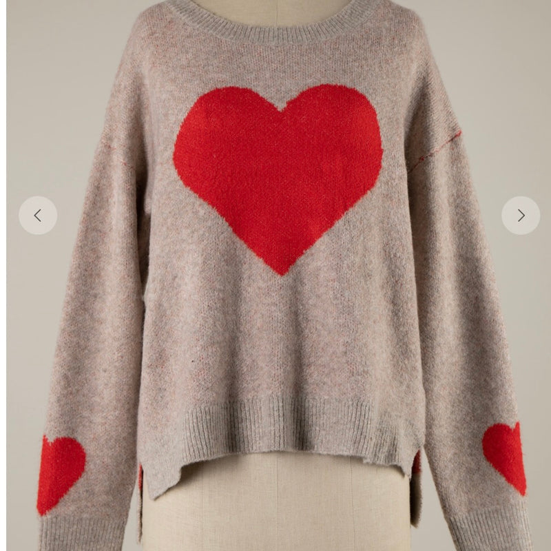 VH-Red Heart/ Heather Pink Sweater