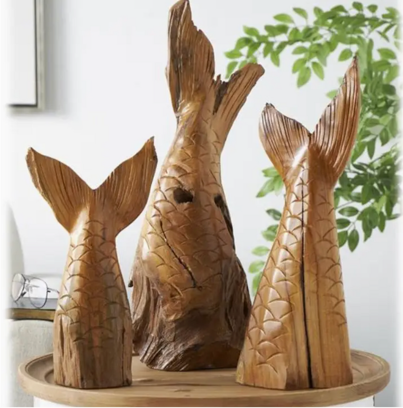 D Hand Carved Teak Wood Fish Tail