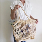 D Handmade Beach Tote - natural raffia