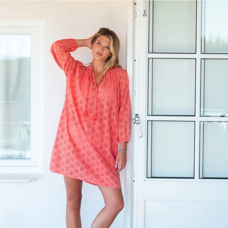 D Daisy Eyelet Dress - Coral S/M D Daisy Eyelet Dress - Coral S/M