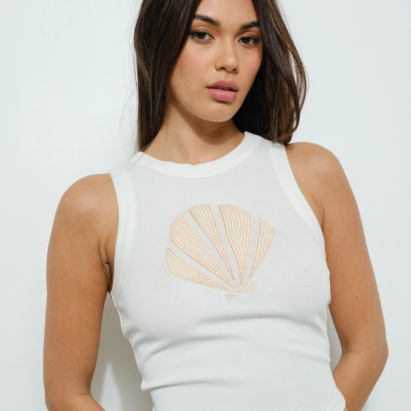 D Shell Embroidered Tank