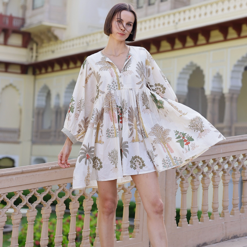 D Taj Mini Dress Palm Natural