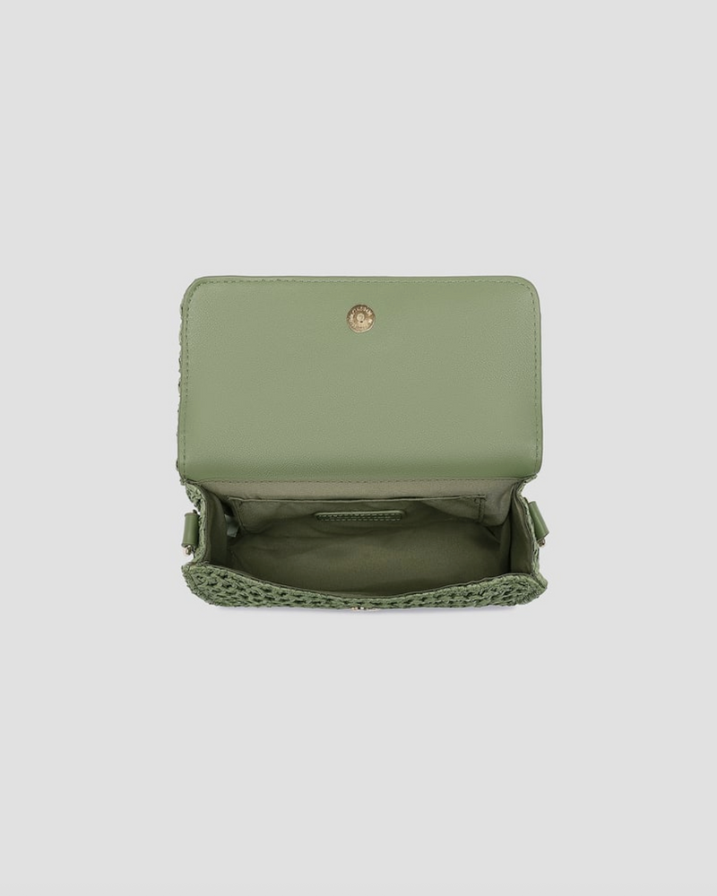 D Freya Raffia Crossbody Bag - Sage Green