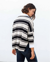 D MerSea Catalina V-neck Sweater - black + bone stripe