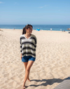 D MerSea Catalina V-neck Sweater - black + bone stripe