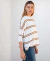 D MerSea Catalina Crewneck Sweater - white + tobacco double stripe
