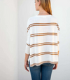 D MerSea Catalina Crewneck Sweater - white + tobacco double stripe