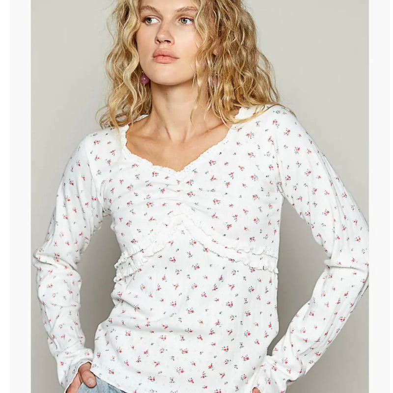 VH-Ditsy Floral Print Cotton Tee