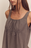 D Front Shirring Knee Dress - olive/brown
