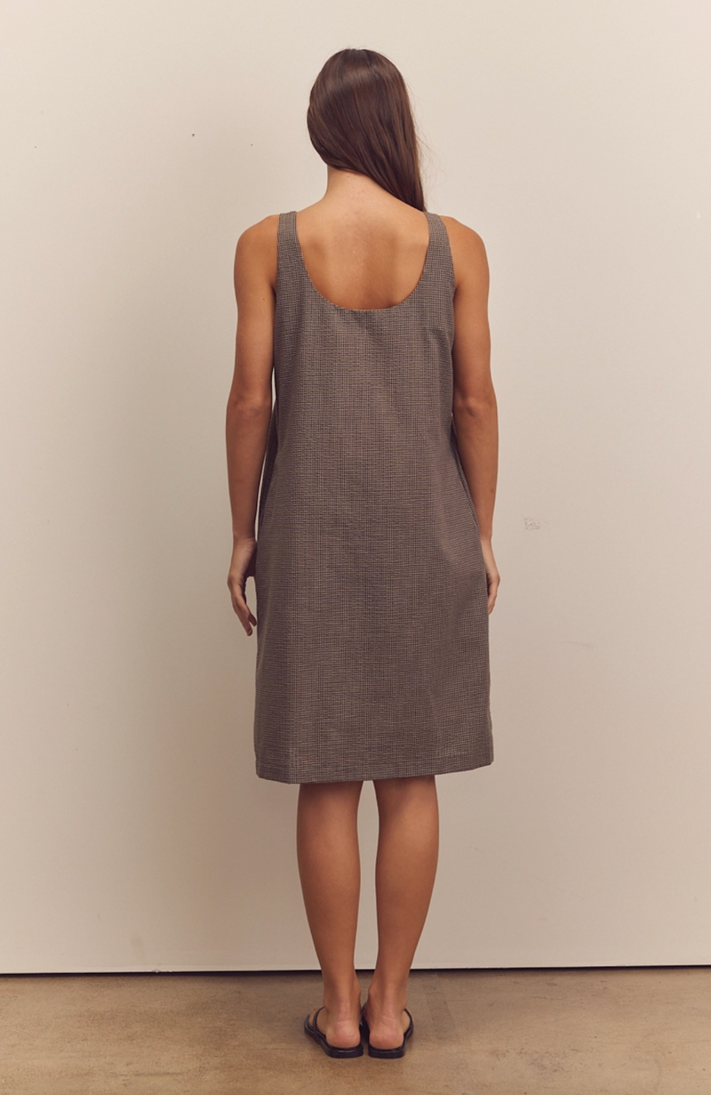 D Front Shirring Knee Dress - olive/brown