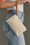 D Cream Corduroy Wristlet