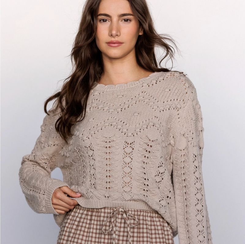 D POINTELLE Knit Sweater
