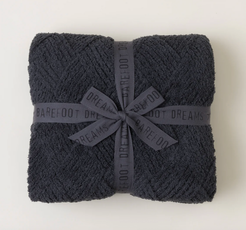 D Barefoot Dreams Diamond Weave Throw Blanket - Carbon
