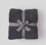 D Barefoot Dreams Fisherman Cable Throw Blanket - Dark Moss