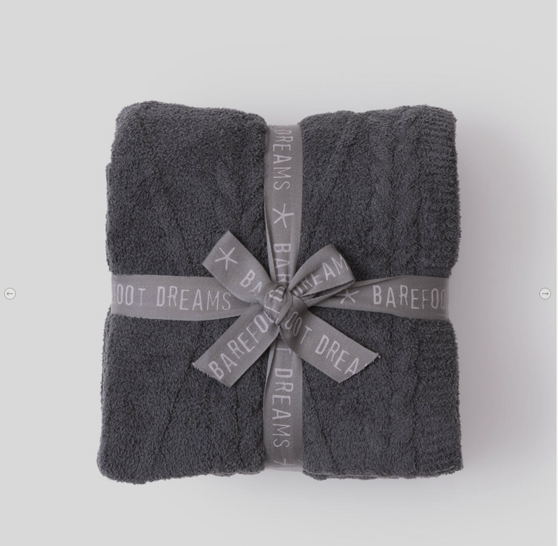 D Barefoot Dreams Fisherman Cable Throw Blanket - Dark Moss