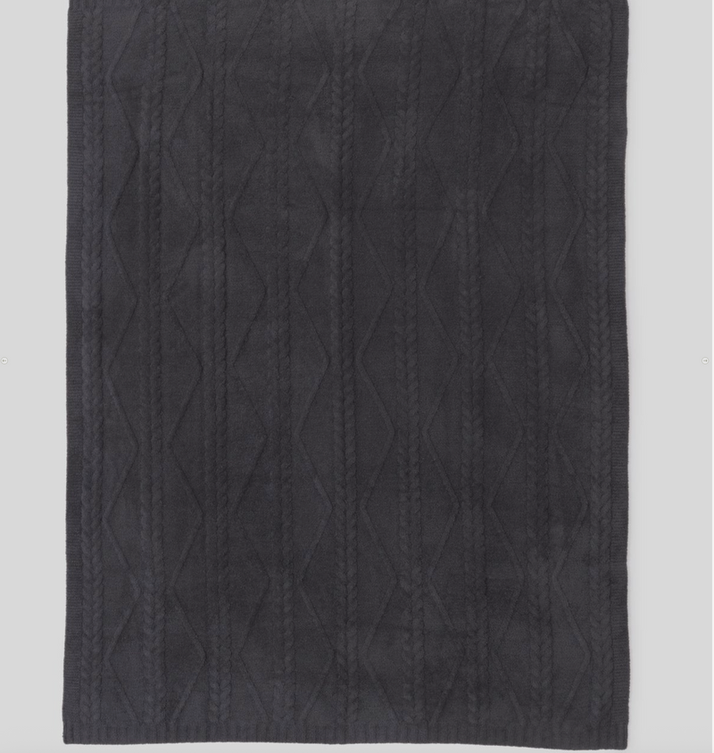 D Barefoot Dreams Fisherman Cable Throw Blanket - Dark Moss