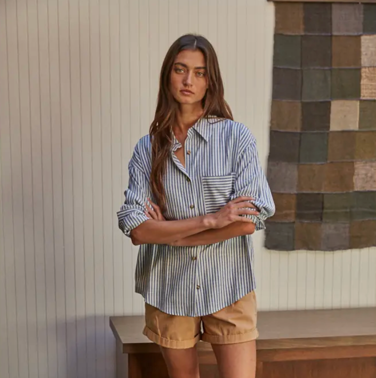 D Vincent Button Down - black stripe