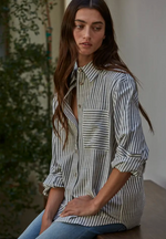 D Vincent Button Down - black stripe