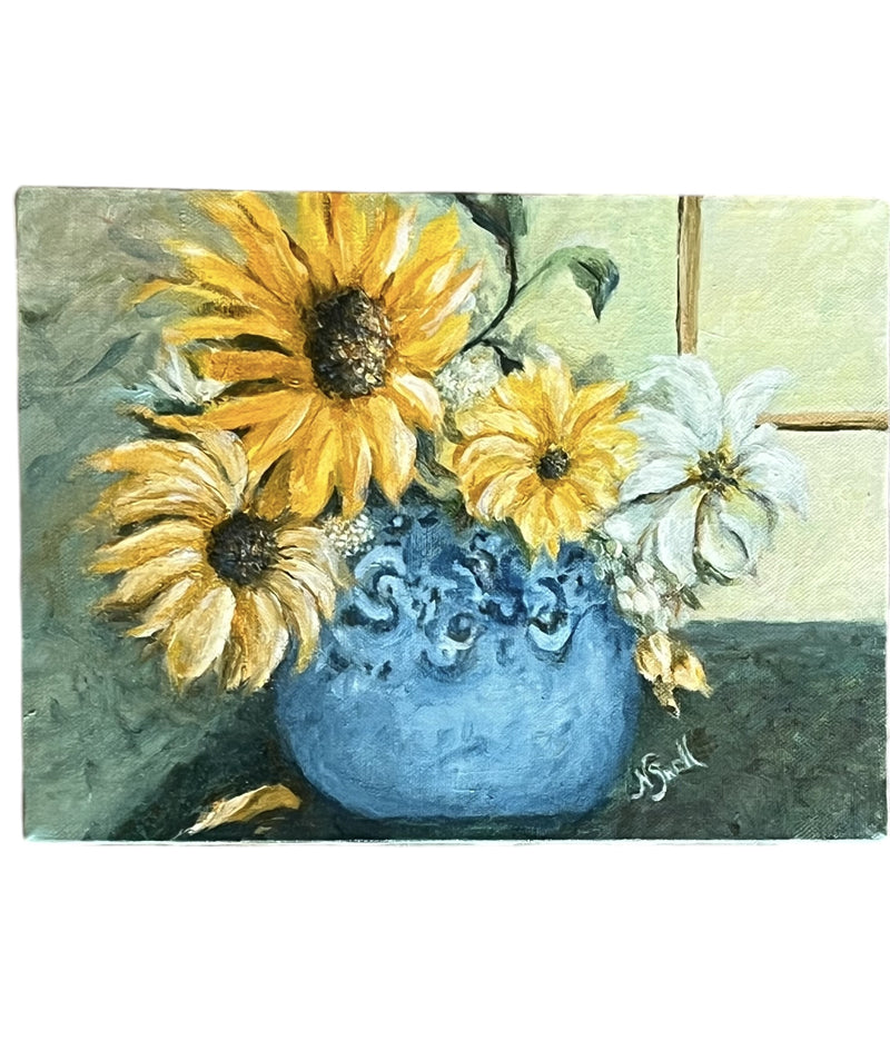 NSFA Sunflowers in Blue Vase