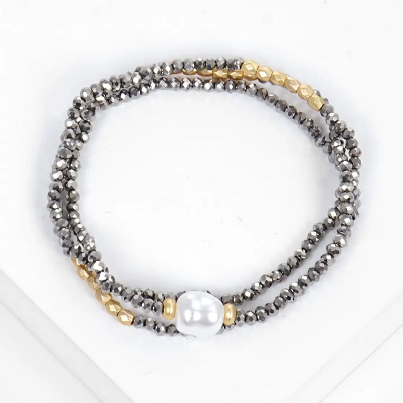 TL JEMc Single Galvanized Silver Gold Bead Bracelet