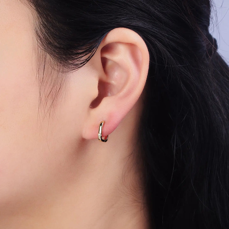TL JAE GF CZ Boxy hoop Earrings