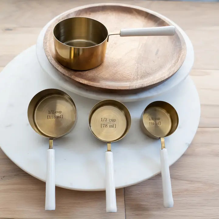 WS Gold Measuring Cups w/ White Enamel
