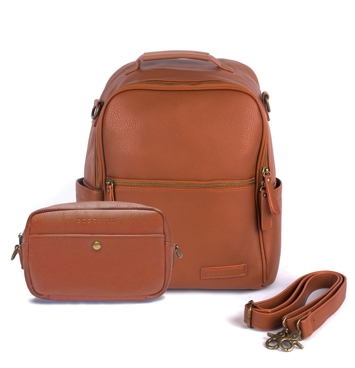 camel leather school backpack 10% OFF