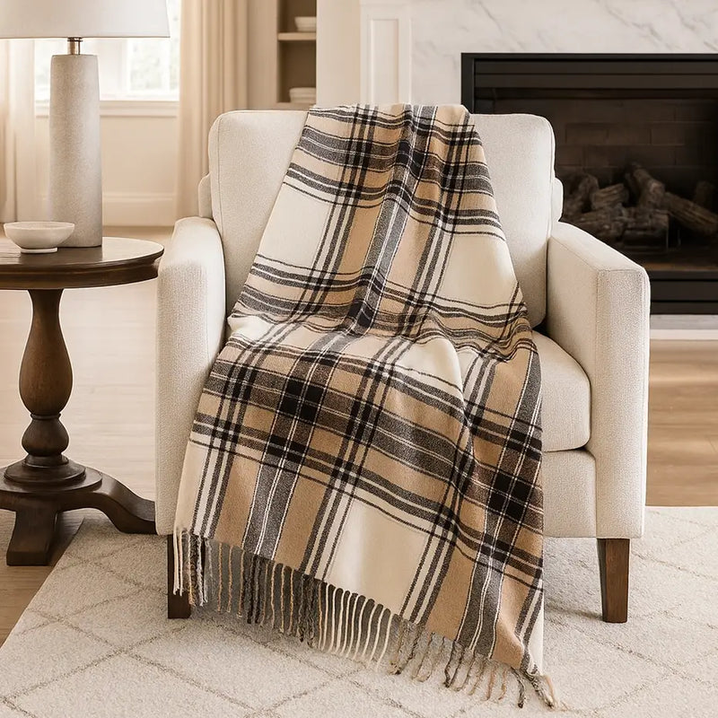 Classic Plaid Tassel Trim 50x60 Inch Throw