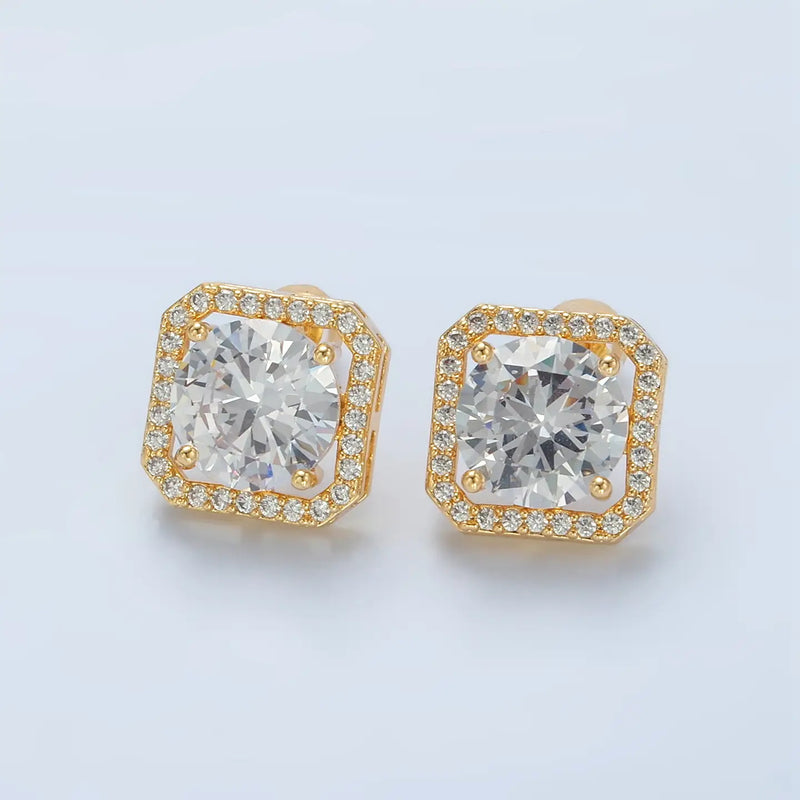TL JAE CZ Pave Square Stud Earrings