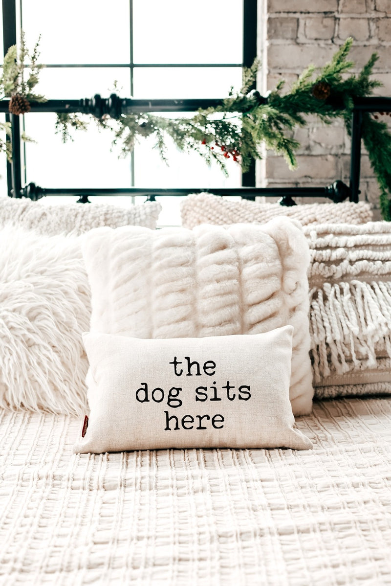 SP | The Dog/Cat Sits Here Throw Pillow