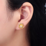 TL JAE GF Shell Pearl Sunflower Stud Earrings