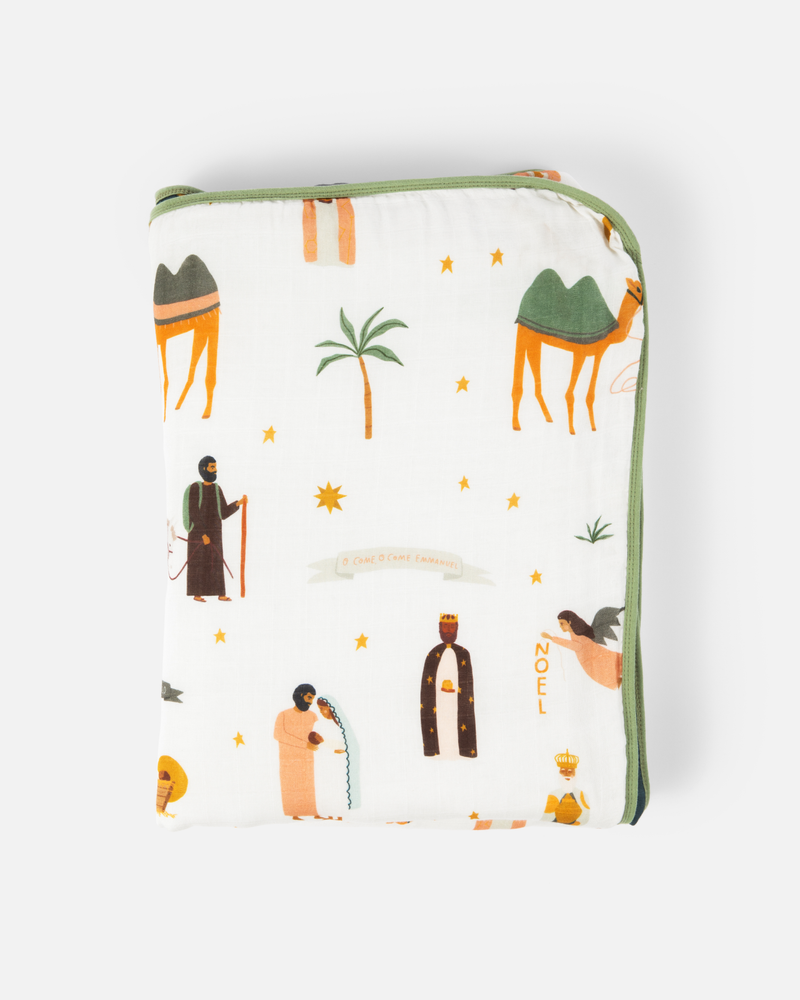 BA - Nativity Oversized Muslin Quilt | Christmas Blanket