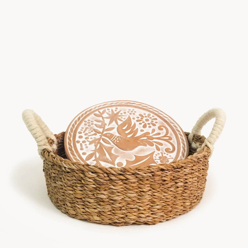 WS Handmade Bread Warmer & Wicker Basket - Bird Oval