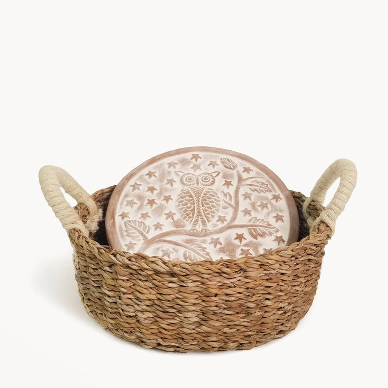 WS Handmade Bread Warmer & Wicker Basket - Owl Round