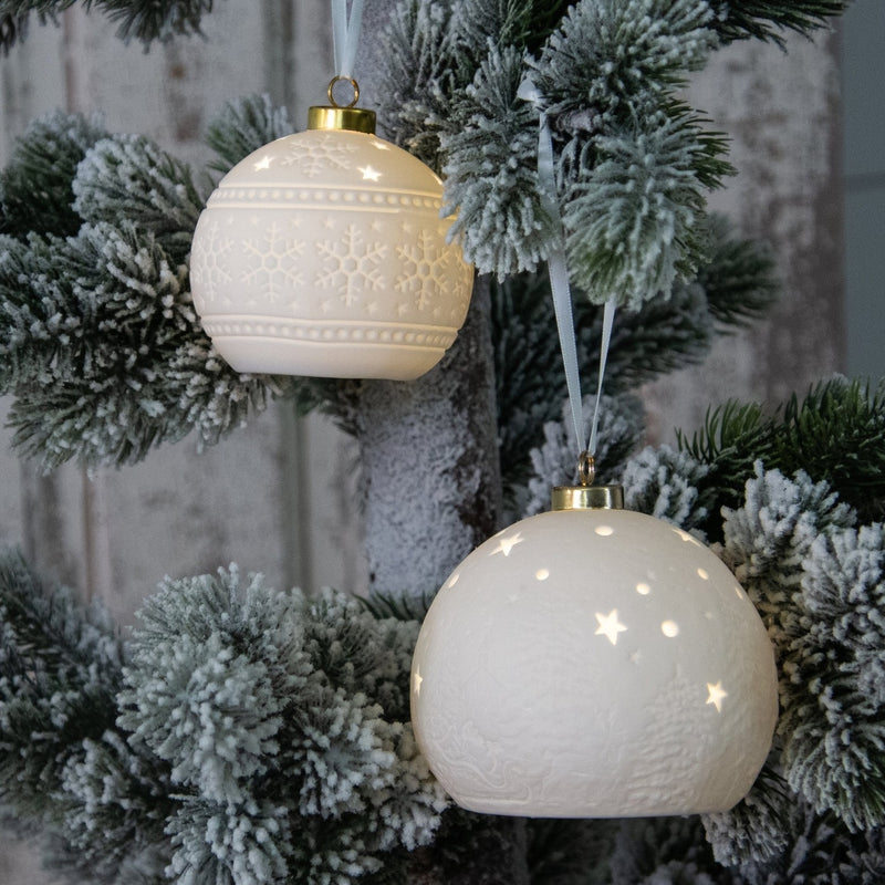 White Ceramic Bisque Light-Up Ornaments