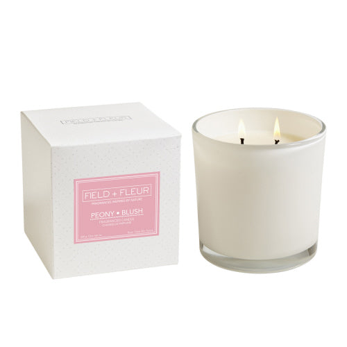 NS Peony Blush 2 Wick Candle in White Glass