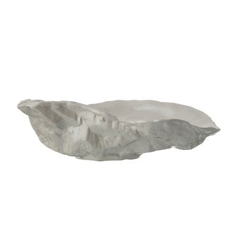 This is an ceramic oyster dish, with an iridescent finish.  Size: 5" x 3.4" 