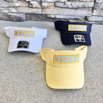 Yellow, white and navy canvas NWPRT visors with a NWPRT patch.