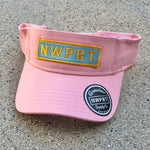 Pink canvas NWPRT visor with a NWPRT patch.