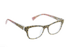 The Orchid Island reader glasses, by Peepers, are a cat-eye shape with leopard print front and leopard print and floral side arms.