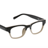 The Layover reader glasses, by Peepers, are a black and tan color block style.