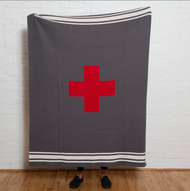D Eco Swiss Cross with stripes throw blanket