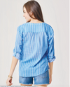 D Dylan Gauze shirt - Bluebay stripe