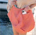 D Gemini Reversible Tote Bag - teal/bright orange