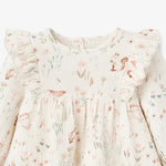 BA - Owl Print Flutter Organic Muslin Baby Dress + Bloomer