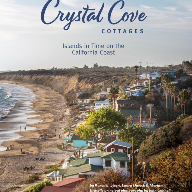 Crystal Cove Cottages Hardcover 9 1/2" x 11 1/2 coffee table book. Crystal Cove California Coast located in Newport Beach, California.  Cottages built on hillside along the ocean and sandy beach.