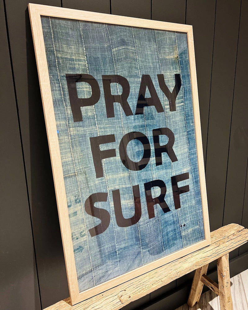 BB - 24x36 Pray for Surf Textile Art