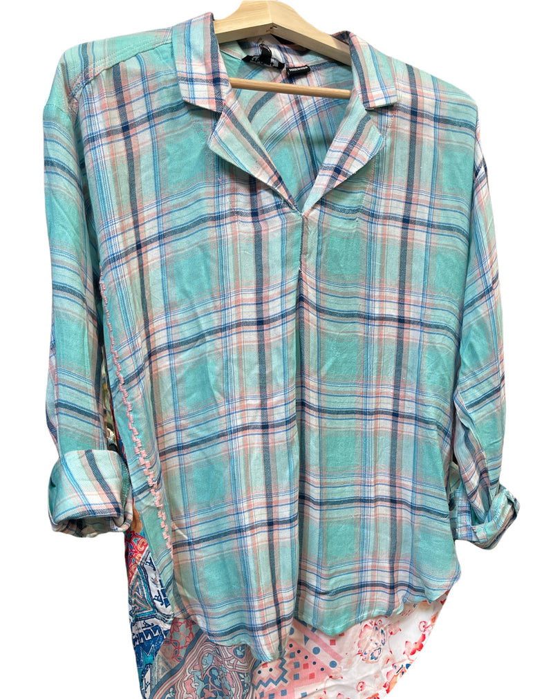 CC Plaid shirt with handkerchief back