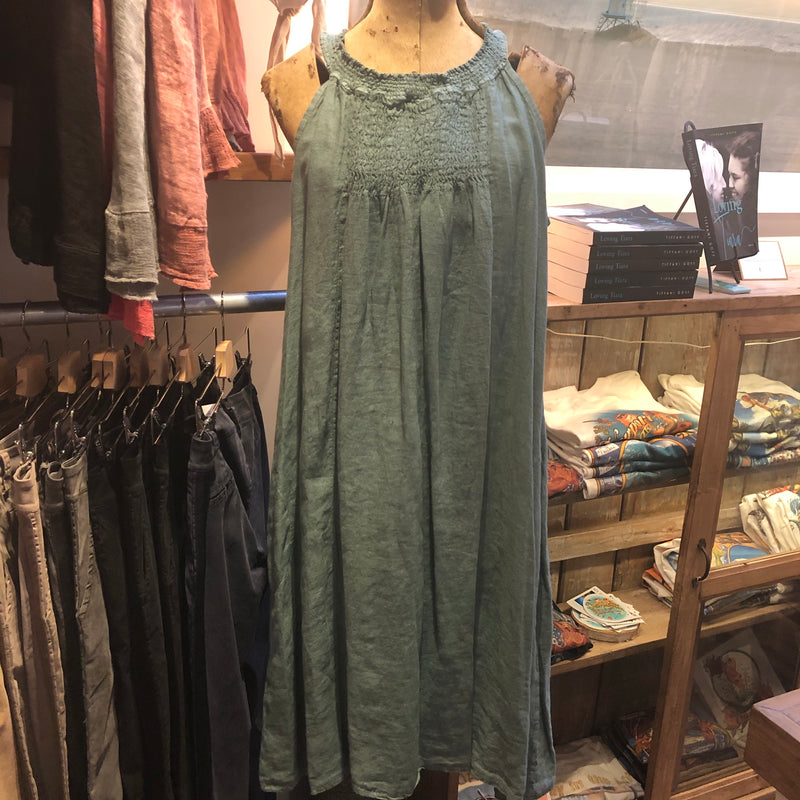 CC- Linen tank dress with ruched front